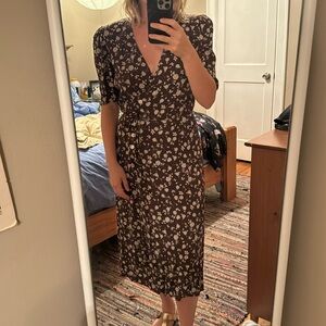 Rouje Gabin Brown Floral Dress